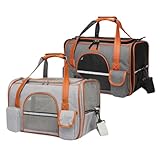 Bolsa De Transporte Viagem Avião Aérea Pet Luxo Em Couro 44x29x26cm Para Cães Gatos (Cinza Claro)