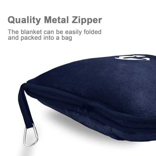 Image of Fleece Blanket 40 inchx65 inch for Travel with Portable Storage Bag (Navy)