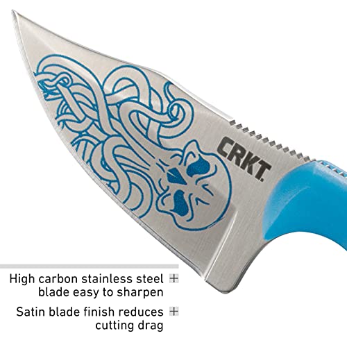 Crkt Minimalist Bowie Edc Knife: Compact Everyday Carry Fixed Blade, Folts Utility Knife With Satin Finish, Cthulhu Artwork, Glow-In-The-Dark Handle And Sheath 2387O #TOP3