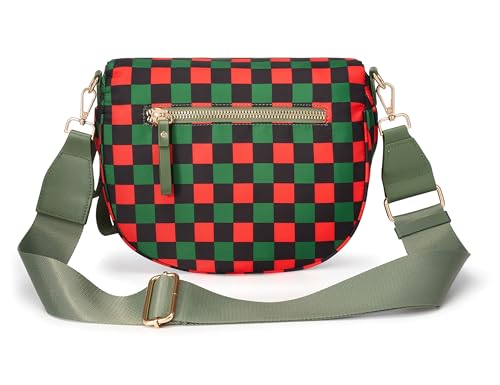 Image of FEIBOON Spacious Checkered Nylon Crossbody Bag Bum Bag Handbags Wallets for Women