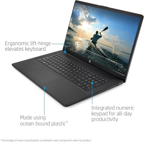 Image of HP 17 Laptop, 17.3 inch HD+ Non-Touch Display, i7-1335U, 32GB RAM, 1TB PCIe SSD, Wi-Fi 6 & Bluetooth 5.4, Numeric Keyboard, Windows 11 Home, Black