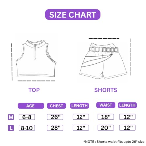 Image of Wanna Party Korean Pop Huntrix Inspired Iridescent Costume for Girls - Size M, Age 6-8 Years | 2-Piece Sleeveless Crop Top & Shorts Dance Outfit