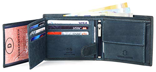 Image of WildHorn Customizable Leather Wallet for Gifting | Engrave with Your Name,Company Name or Initials (Blue Hunter 1)