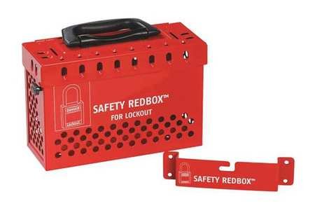 Group Lockout Box, Red, 9-1/2 in. W, Steel