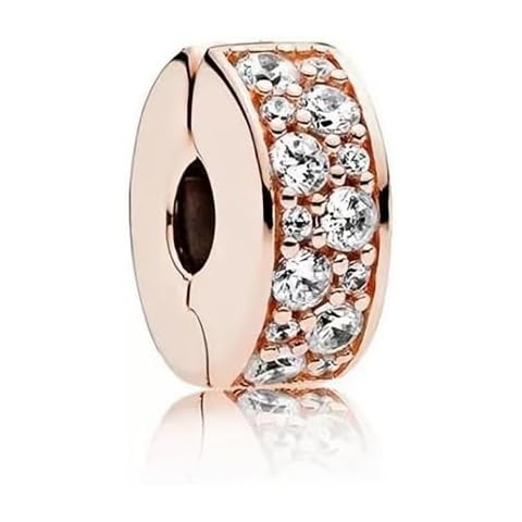 Ouroyea Rose gold plated Clear Pav?Clip Charm 925 Sterling Silver Pendant,Jewelry Beads Gifts for Women Cover