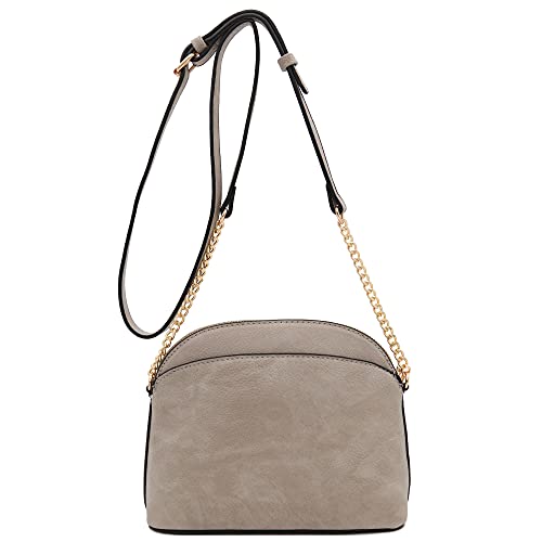 Image of FashionPuzzle Faux Leather Small Dome Crossbody Bag with Chain Strap
