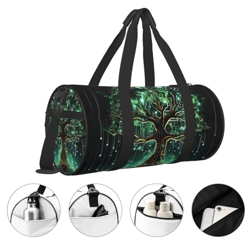 Travel Duffle Bag Lightweight Small Gym Bag Foldable Weekender Overnight Bags with Adjustable Shoulder Strap Carry On Tote Bags Magical Green Tree Hospital Bag for Women Men3