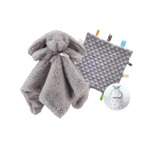 Image of CREVENT Soft Plush Animal Face Security Blankets for Boys and Girls, Great Gifts for Birthday Baby Shower (Bunny + Tag)