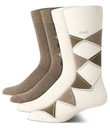 Calvin Klein Men's Dress Socks - 4 Pack Combed Cotton Fabric Stay-Up Cuff - Crew Socks for Men (Sizes: 7-12)