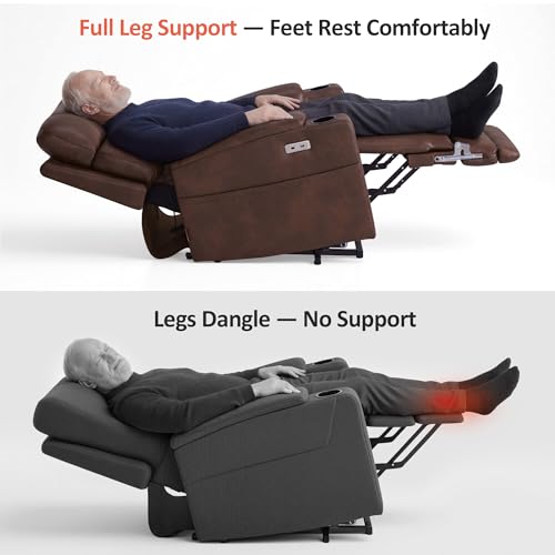 Image of MCombo Lift Chair for Tall Man 6'6'', Dual Motor Power Lift Recliner Chair for Elderly, Lay Flat for Sleeping, Heat and Massage, USB & Type C, Faux Leather 7755 (Dark Brown)