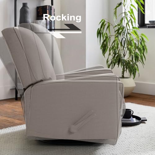 Harkawon Swivel Rocker Recliner Chair, Glider Rocker Recliner, Rocking Chair Nursery, Fabric Chair with High Back, Deep Seat, for Living Room, Bedroom (Brownish Grey-tan) - Thumbnail 5