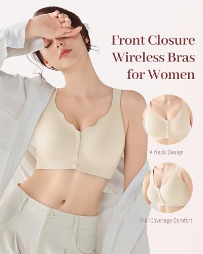 Image of Gailife Jelly Front Closure Bras for Women Wireless Comfort Seamless Bra