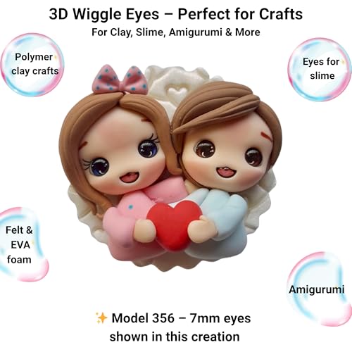 Image of 3D Resin Doll Eyes - 7mm Self-Adhesive Craft Eyes (24 pcs / 12 Pairs) - Realistic Cabochon Eyes for Amigurumi, Dolls, Polymer Clay, Cold Porcelain, Felt & DIY Crafts (Assorted Iris Colors)