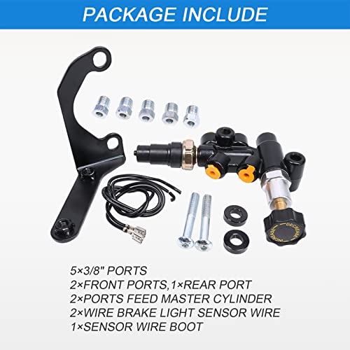 Proportioning Valve - 3/8-24 In Inverted Flare Female Inlet &Outlet Fittings-Adjustable 100-1000 Psi -Combination Proportioning Valve &Mounting Bracket Lines Aluminum Kit Knob Type #TOP5