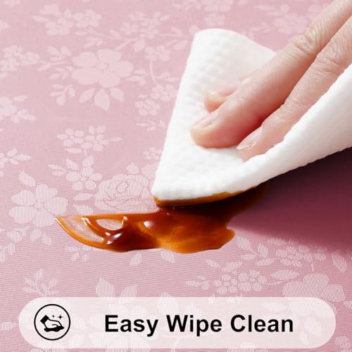 Image of Smiry Rectangle Table Cloth, Waterproof Heavy Duty Vinyl Tablecloths, Wipeable Washable Table Cover for Kitchen and Dining Room (Dirty Pink, 60 inch X 120 inch)