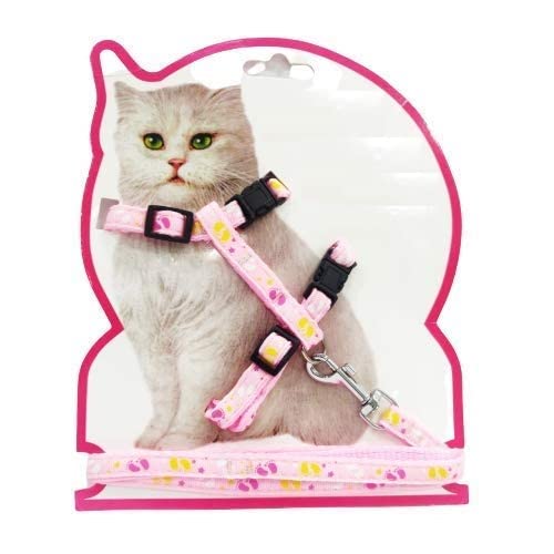RvPaws Cat Adjustable Nylon Printed Harness Strap Collar with Leash Set Small Pet Walking for Kitten, Pink (B09J29PFKB) Amazon Price History, Amazon Price Tracker