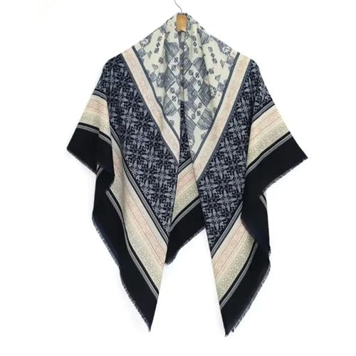 YUZBHOME Scarf Cotton Linen Large Square Scarf For Women Men Warm Versatile Shawl Scarf Spring Autumn-black And White Snowflake-135 * 135cm