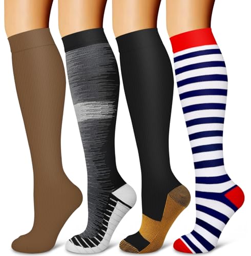 Image of Laite Hebe 4 Pairs-Compression Socks for Women&Men Circulation-Best Support for Nurses,Running,Athletic