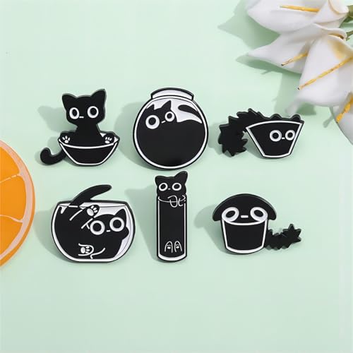 Image of Creative Cat Themes Enamel Pins Set - Lovely Cats Brooch Pin for Backpack Bag Hat, Gifts for Cats Lover