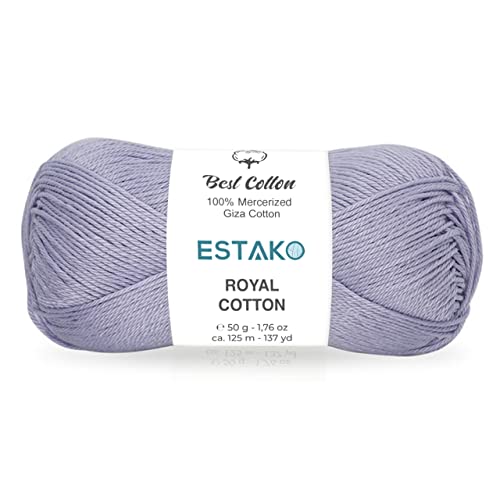 Image of Estako Royal Cotton, 100% Mercerized Giza Cotton Yarn, Soft, Super Fino 1 for Crochet and Knitting 1.76 Oz (50g) / 137 Yrds (125m) (5071)
