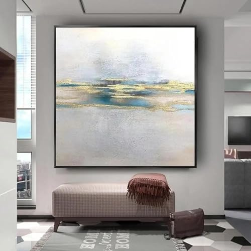 Art mural scandinave avec texture verte et dorée pour sublimer le design de votre salon