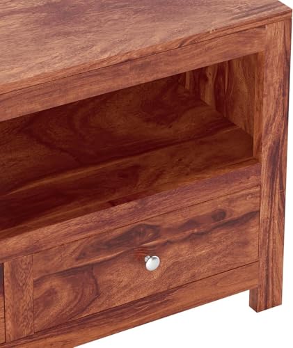 Image of Louis Rosewood Sheesham Solid Wood TV Entertainment Unit | Wooden Table Stand Living Room & Office (Finish Color - Honey Finish)