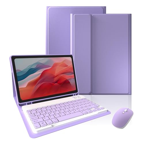 Étui clavier iPad Air 11 M3 violet idéal pour le télétravail et les études avec souris sans fil
