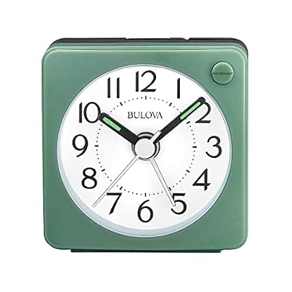 Bulova Clocks B 1874 , Ultra Small Bulova Clocks B 1874 , Ultra Small Travel Alarm with Snooze and Light, No Ticking, Verde,Green item