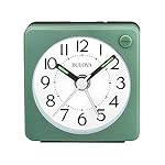 Bulova Clocks B1874, Ultra Small Travel Alarm with Snooze and Light, No Ticking, Verde,Green