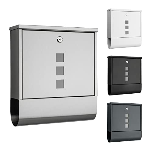 VERDOBA Briefkasten Edelstahl mit Zeitungsfach - Briefkasten Edelstahl mit...