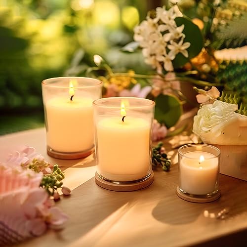 set of 4 white votive candles clear glass filled unscented soy wax candle for home dcor weddings spa holidays party and diy