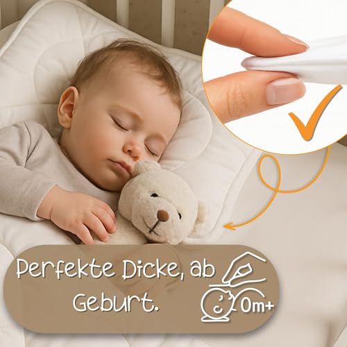 Baby Bettdecke und Kissen Kinderdecke 100x135 cm - Kinderbettdecke Kinder Bettdecken Set und Decke für Kleinkind Babybett Mikrofaser Weiß Oeko-Tex-Zertifikat 100 x 135