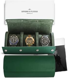 Divers & Flyers Timepiece Co. Travel Watch Case - Leather Watch Roll for Men - 3 Watch Case - Watch Case Travel - Watch Roll Travel Case - Watch Cases for Men - Travel Watch Cases for Men