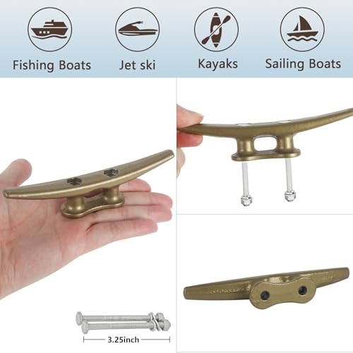 VEITHI 6 inch Powder Painted Antique Bronze Dock Cleats Boat Cleats, Boat Dock Cleats Rope Cleat with Hardware Ideal for Boat, Decks, Piers for Tying up Boats,Marine Decor,Boat Ties - 4 Pack - Thumbnail 4