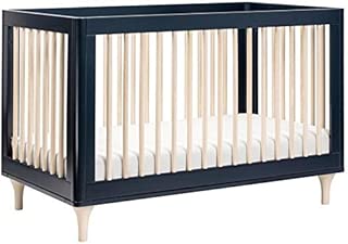 Babyletto Lolly 3-in-1 Convertible Crib with Toddler Bed Conversion Kit, Navy/Washed Natural - coolthings.us