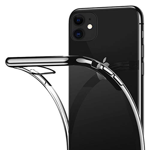 THREEBEES iPhone 11 Case, Clear Soft Slim Fit Thin Cover with Premium Flexible Chrome Bumper Protective Phone Cases for iPhone 11  Crystal Black
