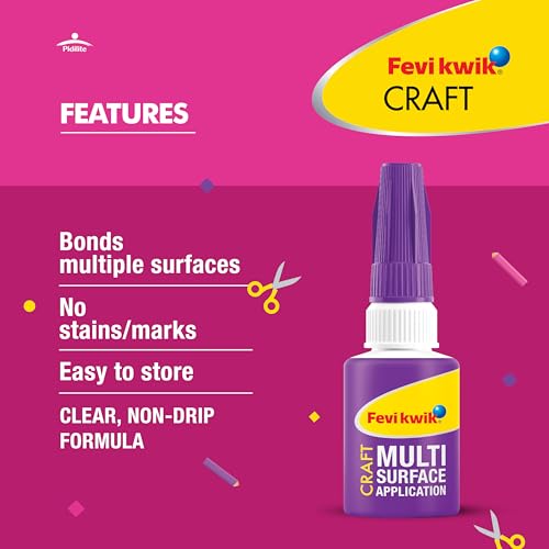 Image of Fevikwik Craft 6 GM | Instant glue for crafting | Multi surface application | Clear non drip formula | Sets in 20 seconds | Storable | DIY | Fastest glue for crafting (Pack of 4)