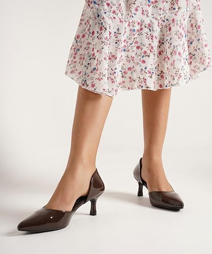 Image of JM LOOKS Women's Pointed Toe Kitten Heel Pumps Elegant Slip-On Dress Shoes for Wedding Party & Office