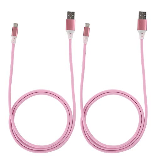 2pcs Type-c Power Cable 1M 3.3ft TPE Data Cable with LED Lighting for Type-C Interface Mobile Phones