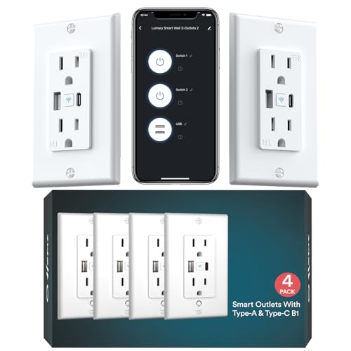 Lumary Smart USB Outlet with Type-C & USB-A (4-Pack)