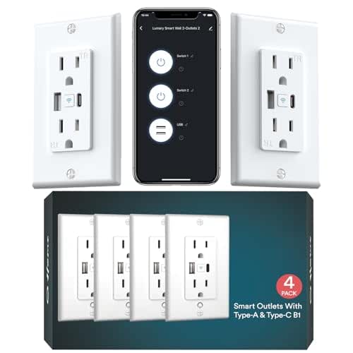 Lumary Smart Outlet with USB A & C Ports, 110V