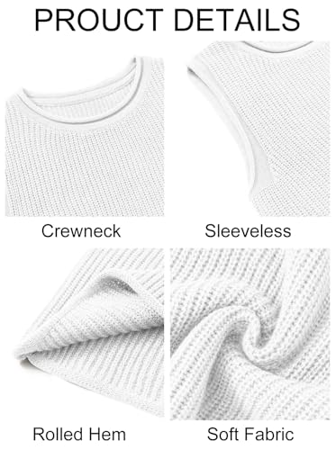 Image of Imily Bela Womens Sleeveless Sweater Vest Casual Crewneck Loose Fit Knit Tank Tops Lightweight Trendy Summer Ribbed Pullover