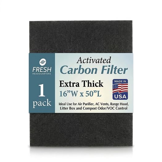 Activated Carbon Filter Sheet – 16"W x 50"L Extra Thick Cut to Fit Air Filters | Charcoal Filter Sheets for Air Purifier, AC Vent, Range Hood, Litter Box & Odor VOC Control