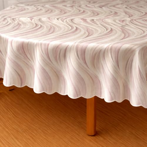 Image of Homerz Premium Waterproof PVC Sparkle Table Cover Collection | Table Cover with Scallop Edges | Dust, Spill & Scratch Resistant (Blush Wave Serenity, 36x54 inch- Center Table)