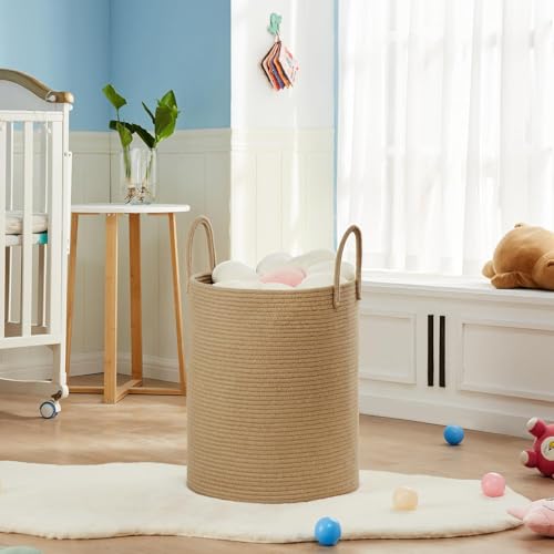 Image of Laundry Basket for Clothes | Toy Storage Basket | Washing clothes Storage Basket | Cotton Rope Basket | Jute Laundry Bag | Large Laundry Basket | Dirty Cloth Baskets Jute | 36x36x41 cm