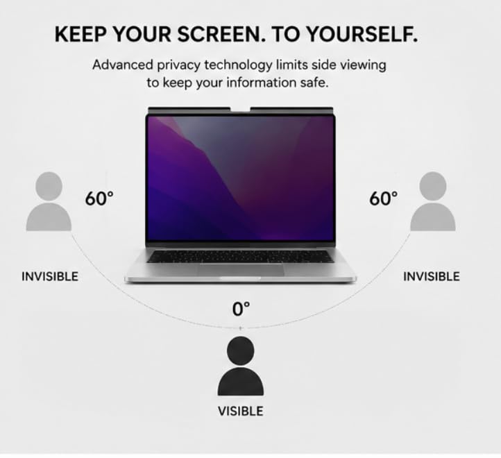 Image of Pxin Privacy Screen Filter for 13.6 Inch MacBook Air | Anti Glare | Adv. Privacy | Blue Light Filter | UV Protection Laptop Screen with Privacy