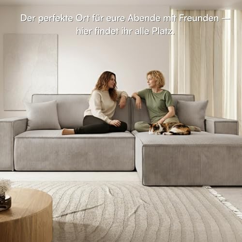Selsey Sofa Ecksofa Eckcouch Schlafsofa Couch Mit Stauraum Schlaffunktion Pflegeleicht Polyurethanschaum L Form Rechts Farese Beige Cordoptik