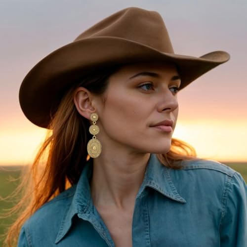 Western Earrings Jewelry for Women Gold/Silver Turquoise Earrings Vintage Concho Earings Country Concert Outfits Western Christmas Jewelry Gifts for Women Stocking Stuffers2