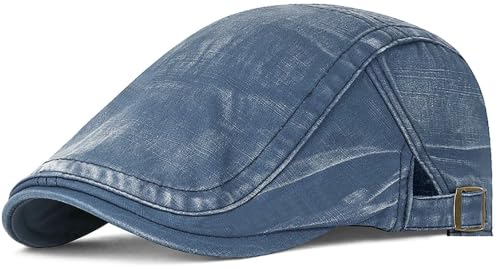 Image of LXOrdora Newsboy Cap for Men Washed Flat Cap Cabbie Ivy Hat Navy