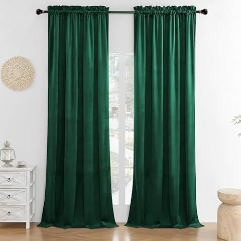 Timeper Back Tab Velvet Curtains & Rod Pocket Velvet Curtains Cover